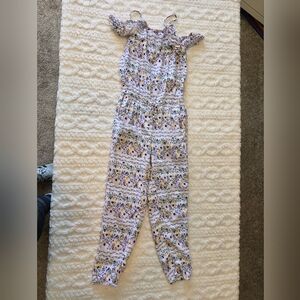 Old Navy Girls Floral Ruffle Jumpsuit Romper – Size S (6–7)